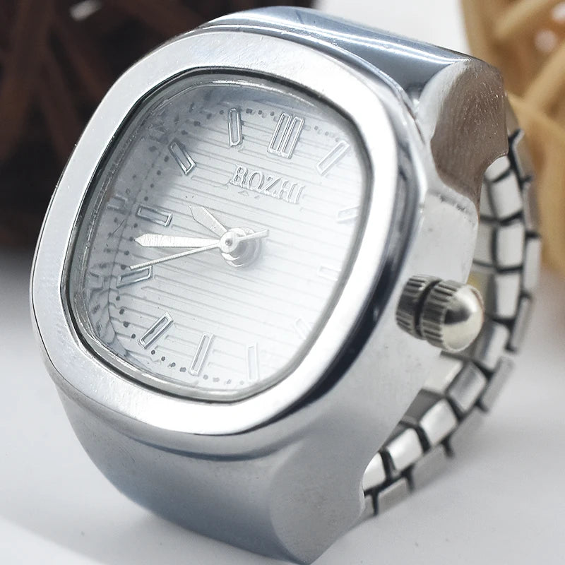 Ring Quartz Watch New Hot Sales Creative Alloy Shell Finger Square Dial Couple Men And Women