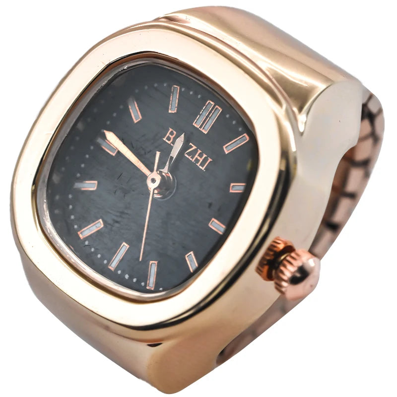 Ring Quartz Watch New Hot Sales Creative Alloy Shell Finger Square Dial Couple Men And Women