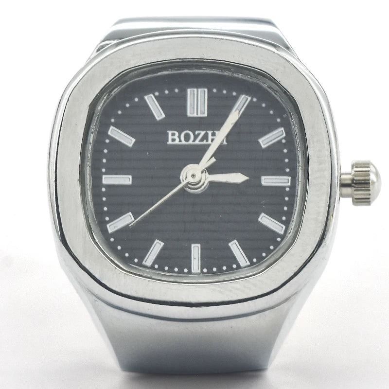 Ring Quartz Watch New Hot Sales Creative Alloy Shell Finger Square Dial Couple Men And Women