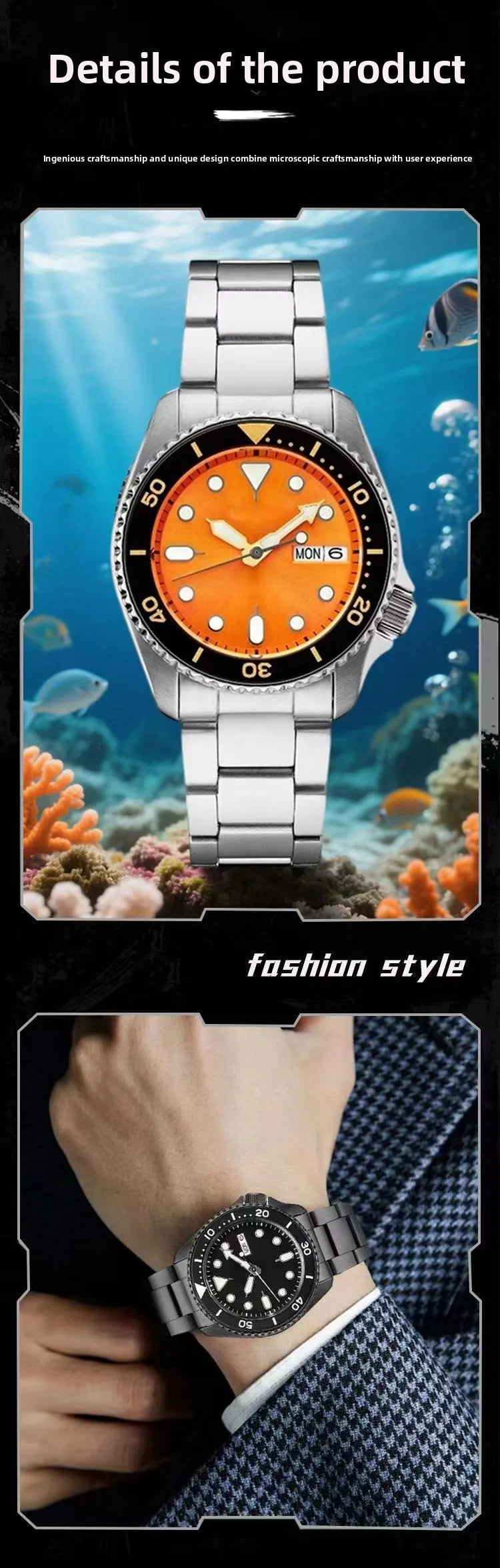 new men's quartz watch fashion classic business men's watch quartz watch men's luminous calendar steel belt watch