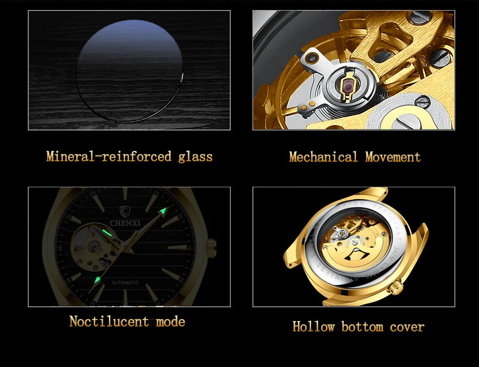 CHENXI Top Luxury Brand Men Mechanical Wristwatch Automatic Watch Men Business Stainless Steel Waterproof Watches